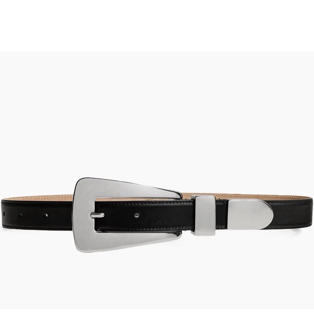 Khaite  Lucca Statement Buckle Leather Black Silver Size 80 New with box